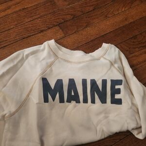 American Eagle Outfitters Cream Sweatshirt with Navy MAINE Print